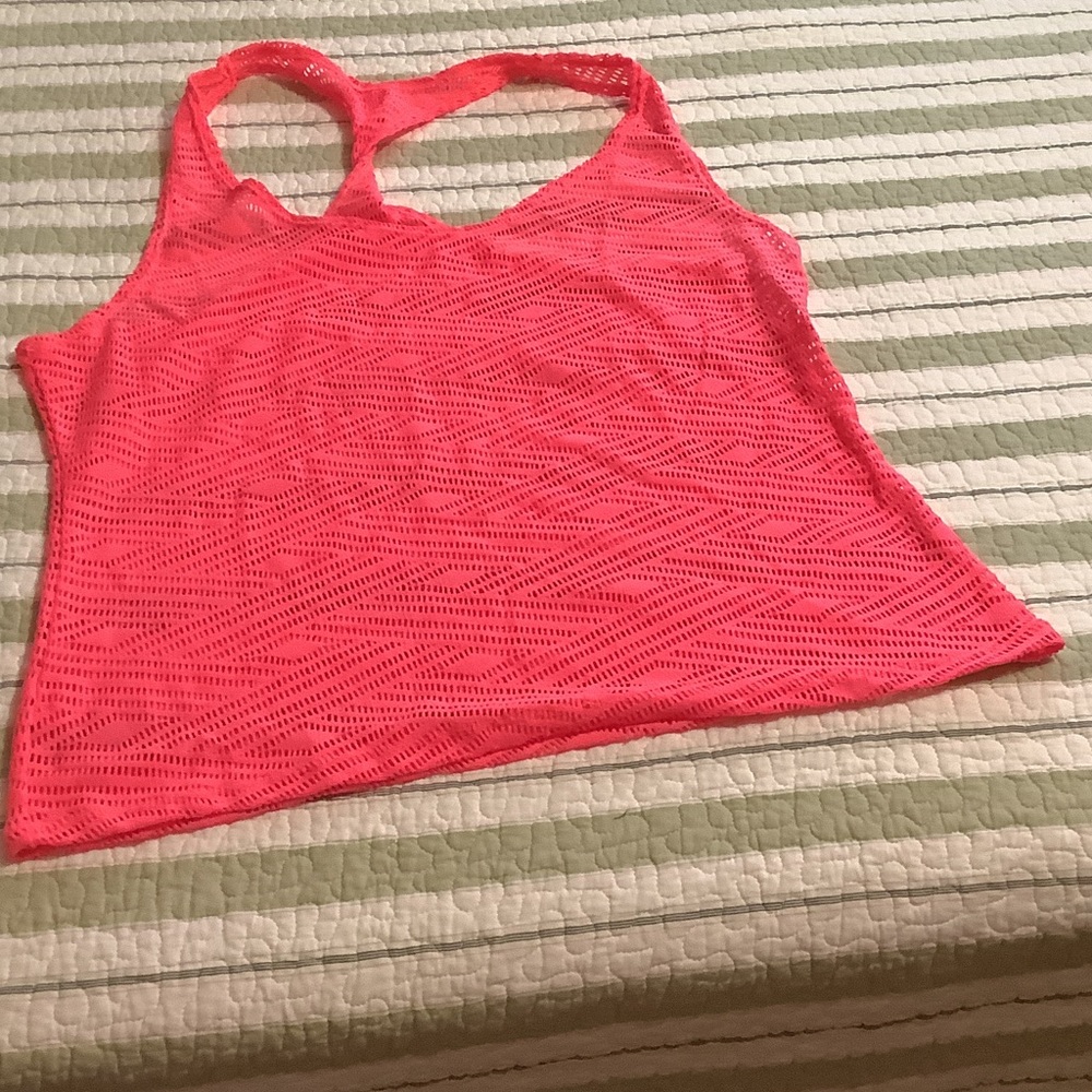 Bright Neon Coral Mesh Racerback Tank